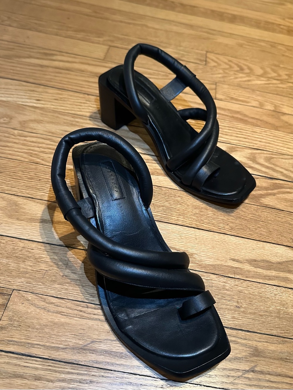 Topshop “Vidal” Leather Padded Strap Block Heel Sandals